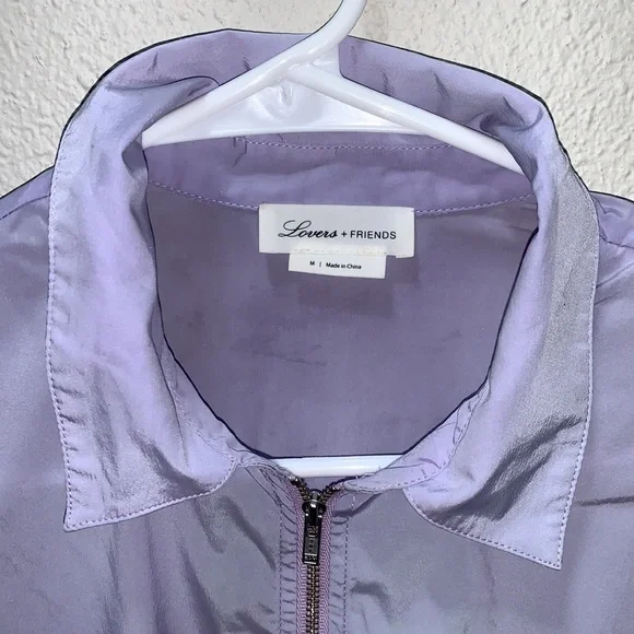 Lovers & Friends Lavender Crop zip-up Retro Windbreaker lightweight crop jacket - Picture 7 of 17